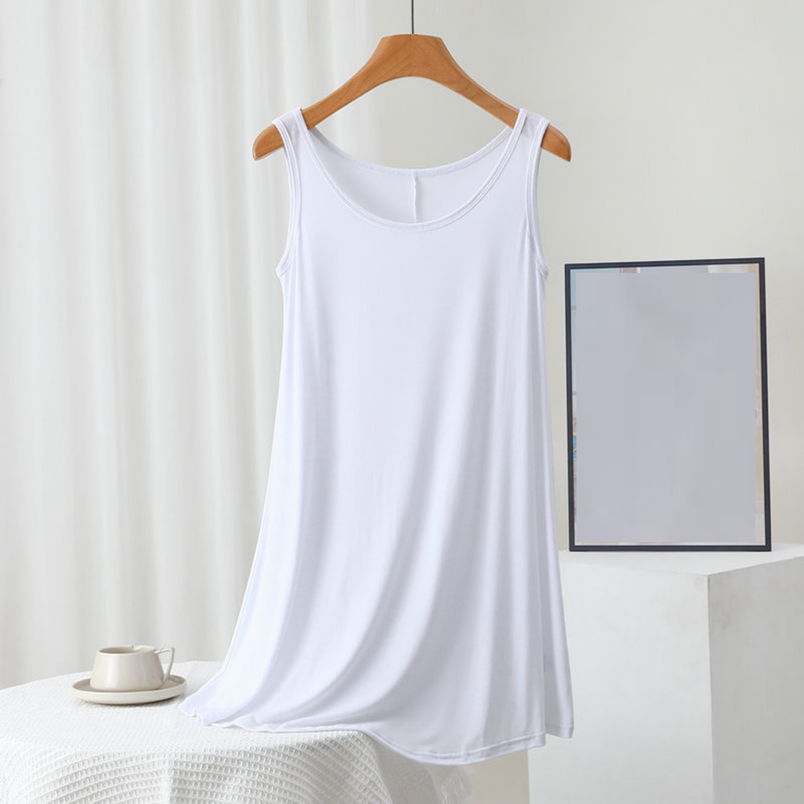 thumbnail image 2 of Vestido informal sin mangas y cuello redondo para mujer - Poliéster, color liso, tallas M-XXL, primavera/verano, hogar/ocio, 2 of 8